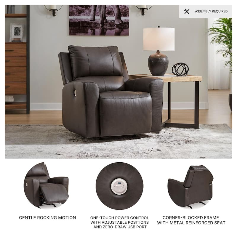 Signature Design by Ashley Boxmere Dark Brown Power Rocker Recliner
