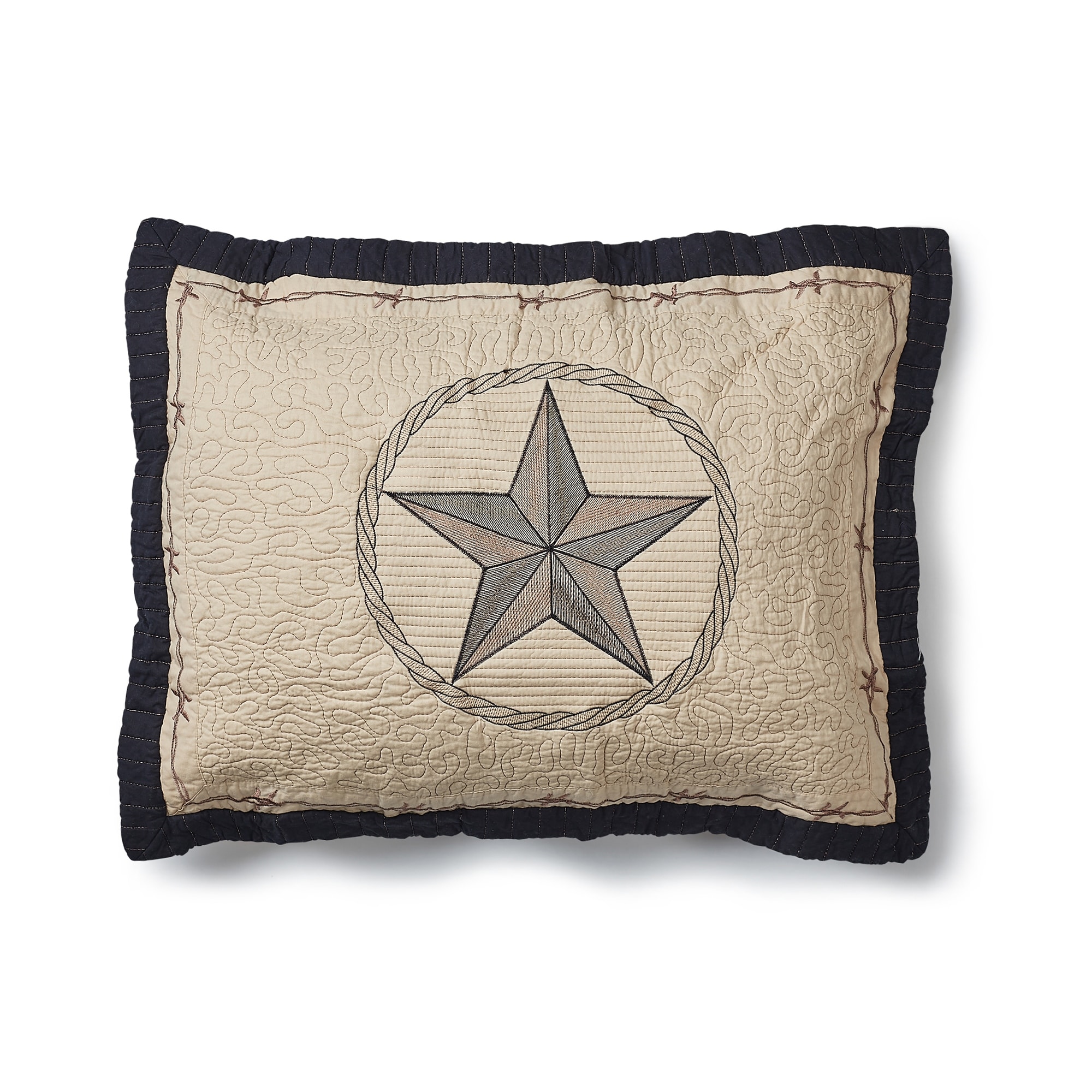 Primitive Check Star Quilted Throw Pillow