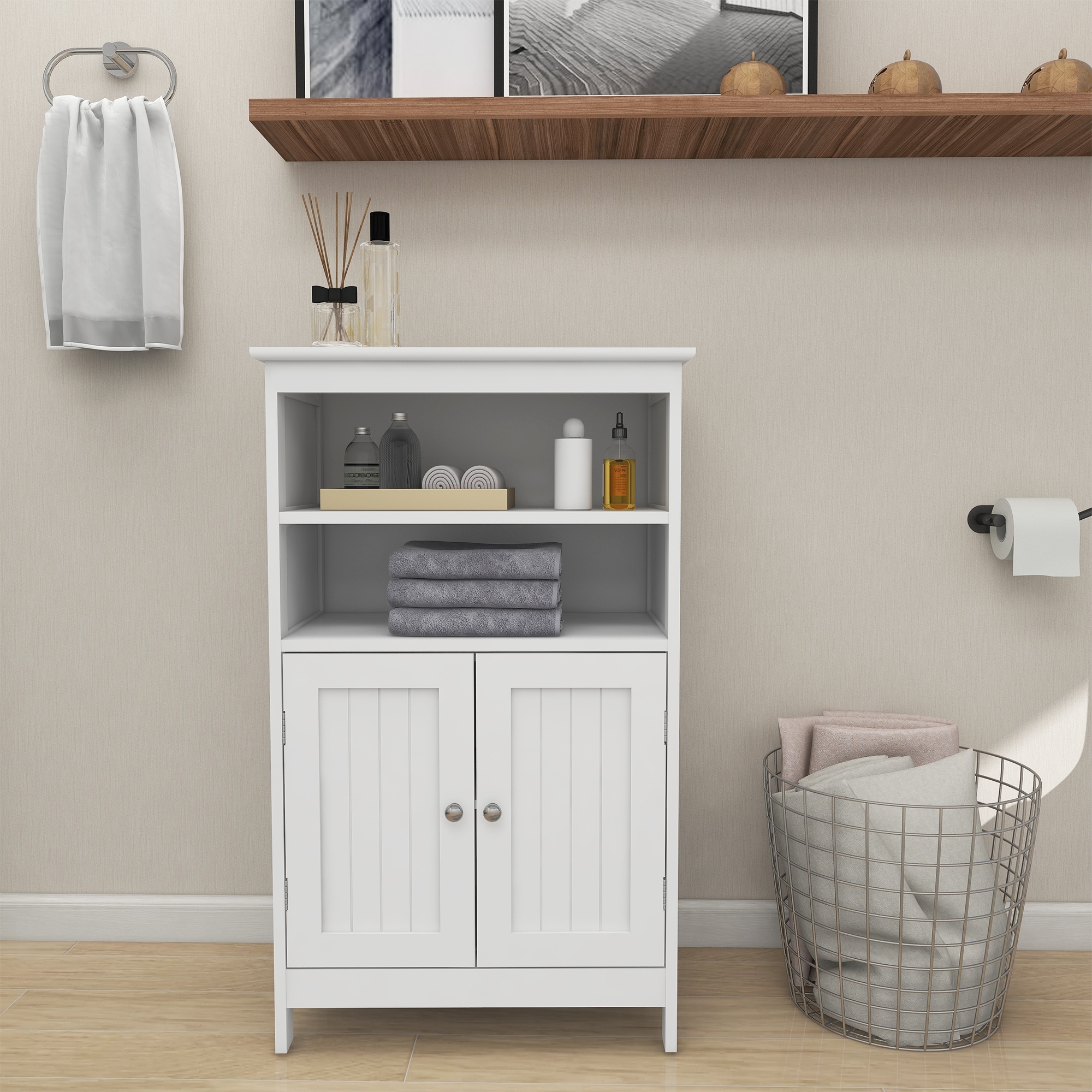 Over The Toilet Storage with 2 Doors & Adjustable Shelf, Free