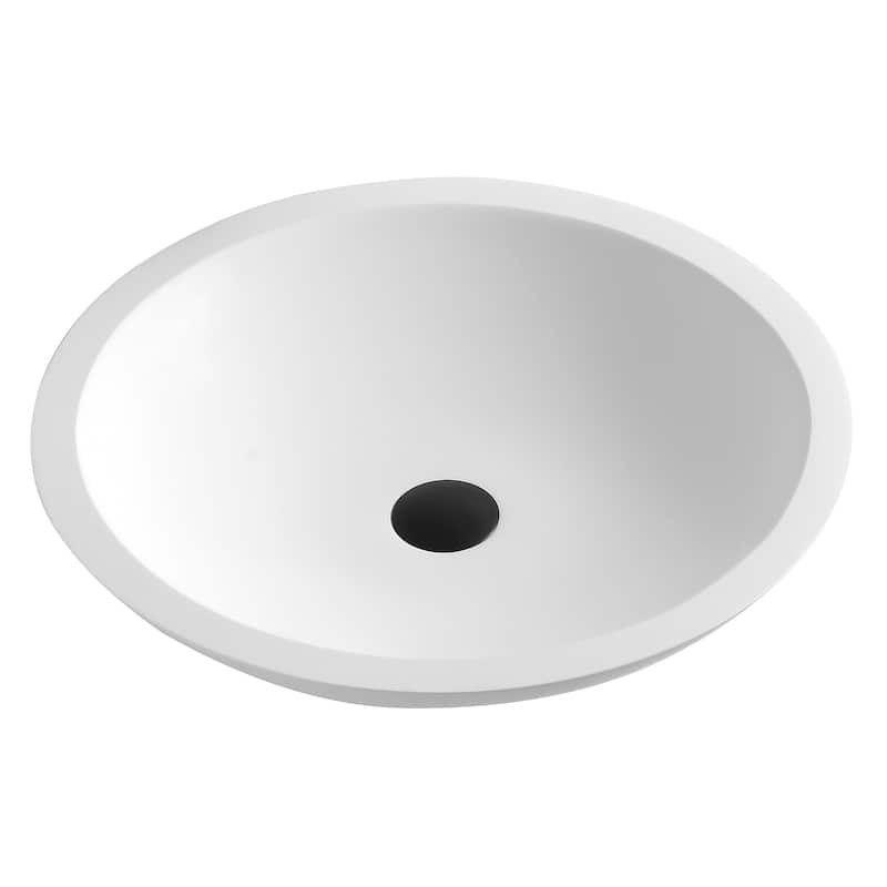 Karran Quattro Matte White Acrylic 19 in. Round Bathroom Vessel Sink with Faucet and drain in Matte Black