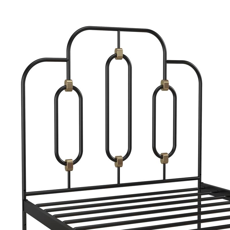 Vintage Metal Bed with Adjustable Height and Gold Detailing
