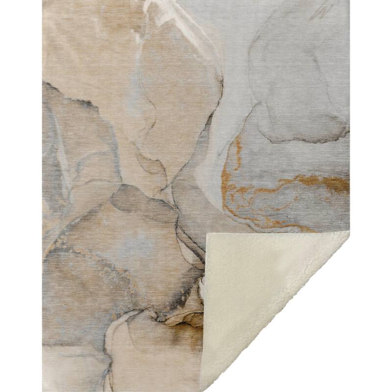 Premium Machine Washable Abstract Contemporary Sherpa Throw Blanket