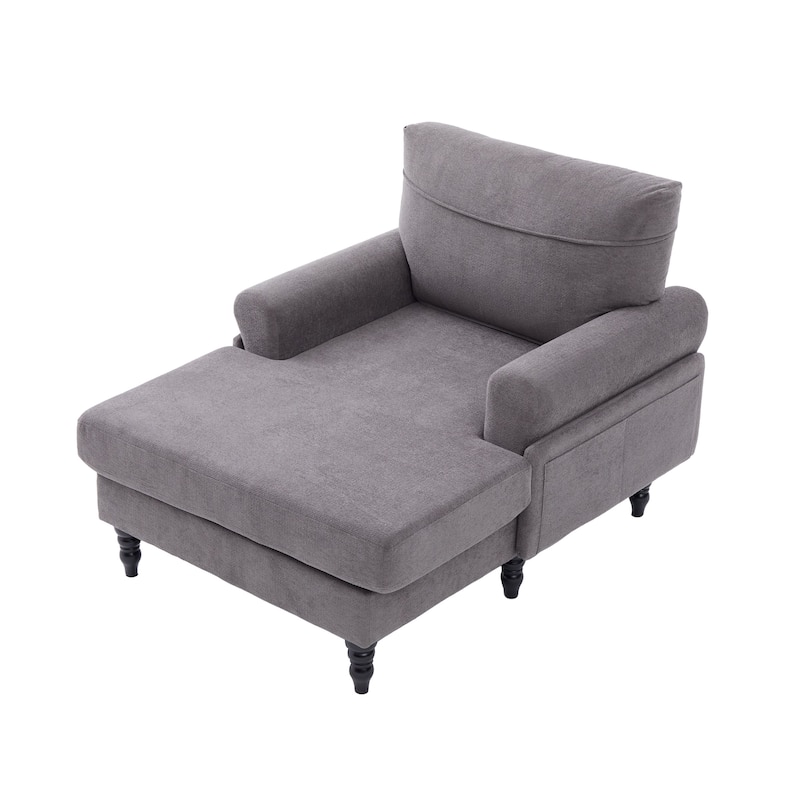 Modern Minimalist Chenille Fabric Chaise Lounge Recliner Single Sofa