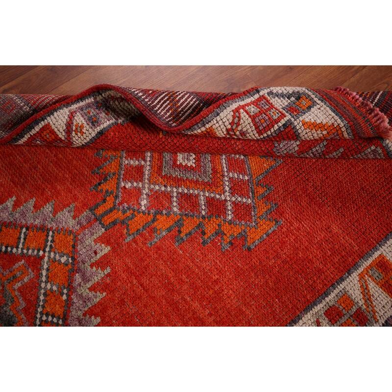 Oushak Turkish Vintage Runner Rug Hand-Knotted Tribal Wool Carpet - 3'4"x 11'10"
