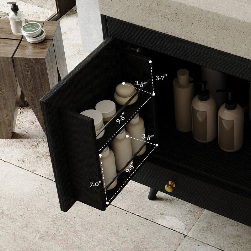 Free-standing Bathroom Vanity with Faux Marble Top & Ceramic Sink, 30" Double Door Storage Cabinet, Waterproof Engineered Wood