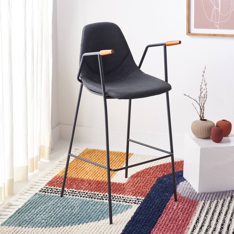 SAFAVIEH Coral Mid-Century Bar Stool - 25" W x 21.5" D x 39" H - 21Wx21Dx42H