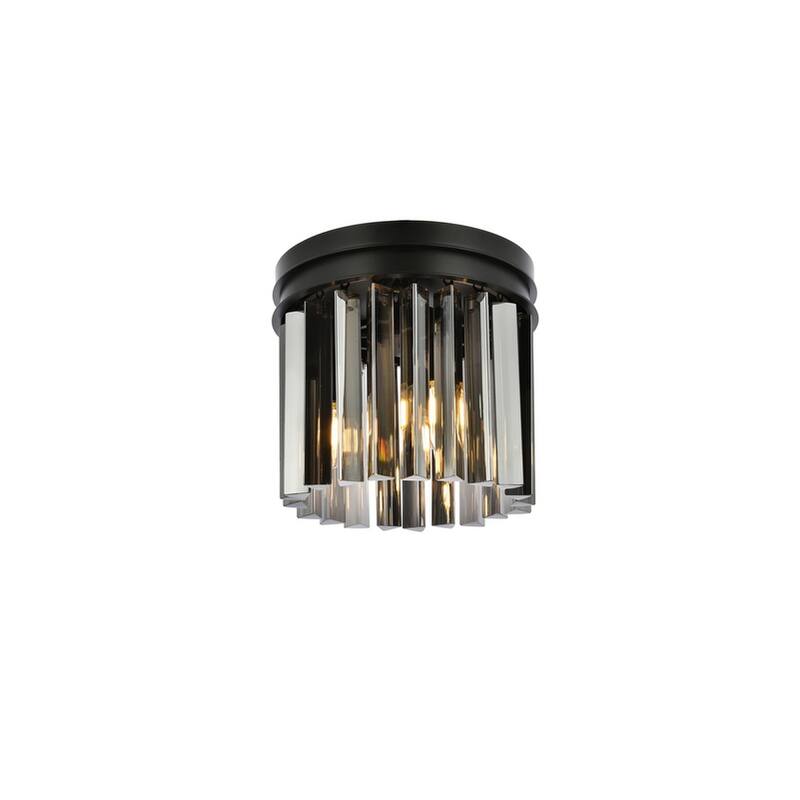 Royce Edge 3-Light Matte Black Flush Mount - matte black (royal cut silver shade crystals)