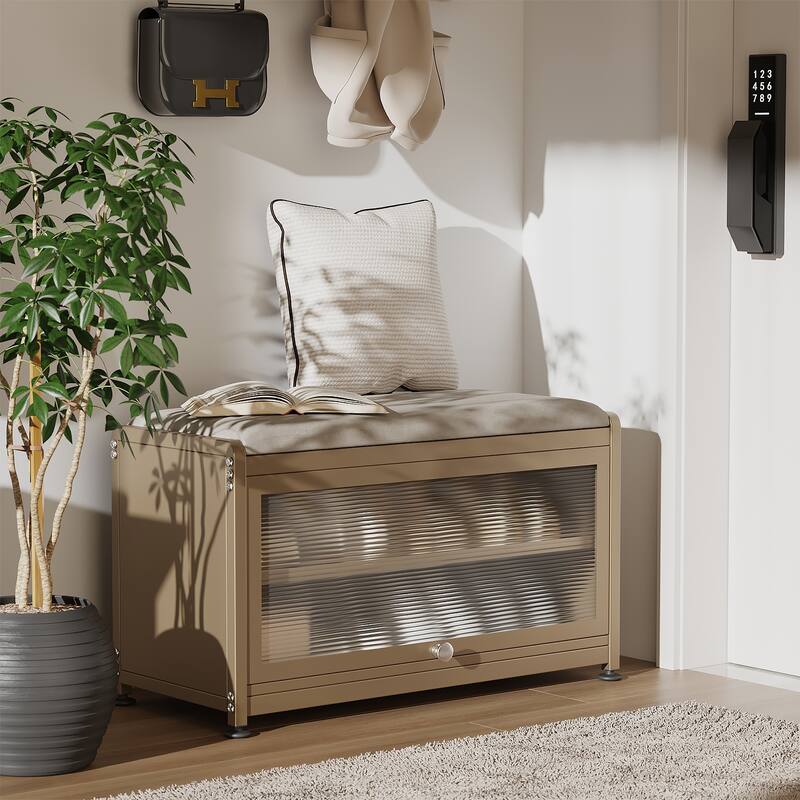 2-Tier Flip-Up Shoe Bench with Storage – 286lb Capacity, Soft Seat & Magnetic Closure