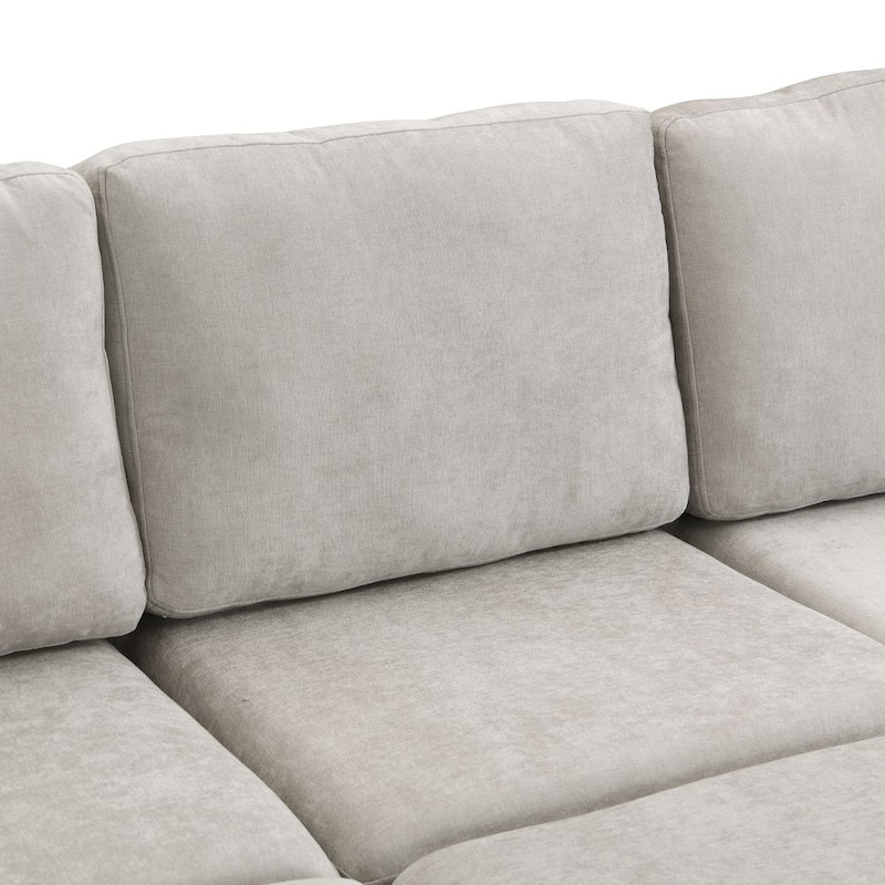 103" U-Shaped Free Combination Modular Sectional Sofa with Two Movable Ottomans and Three USB Ports