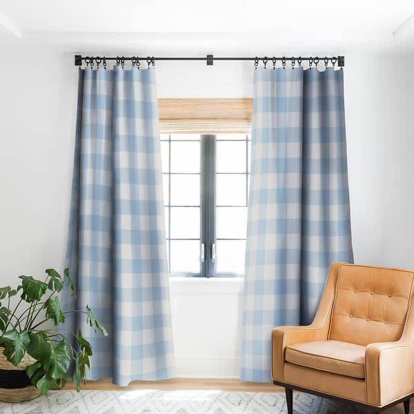 Blackout Gingham Pattern Blue MadetoOrder Curtain Panel (One Panel