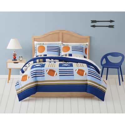 My World Denim and Khaki Sports Comforter Set