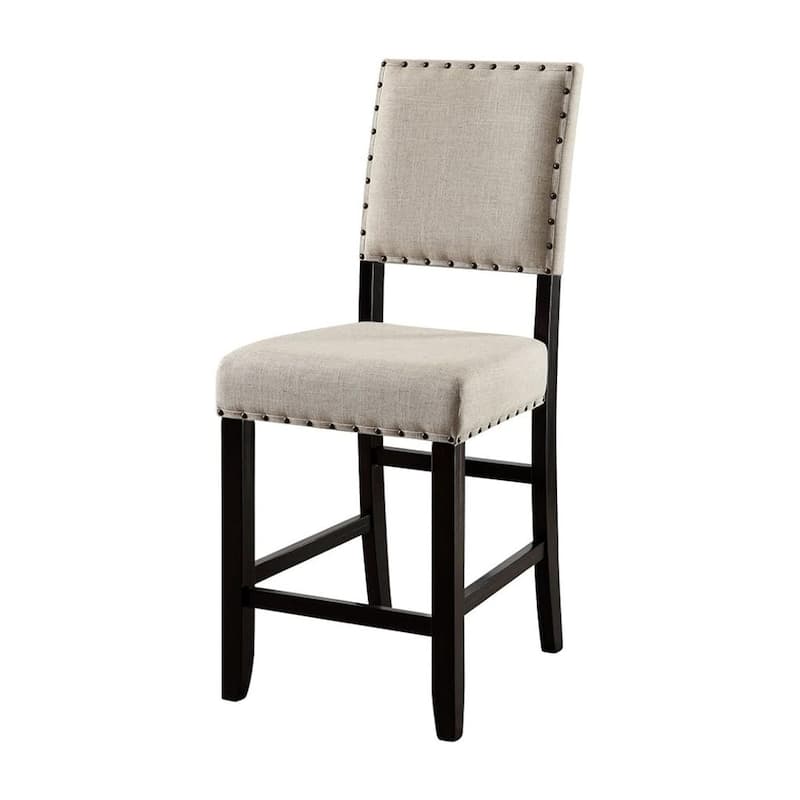 Bega 4pc Counter Height Table, Bench n Chair Set, Ivory Fabric, Black
