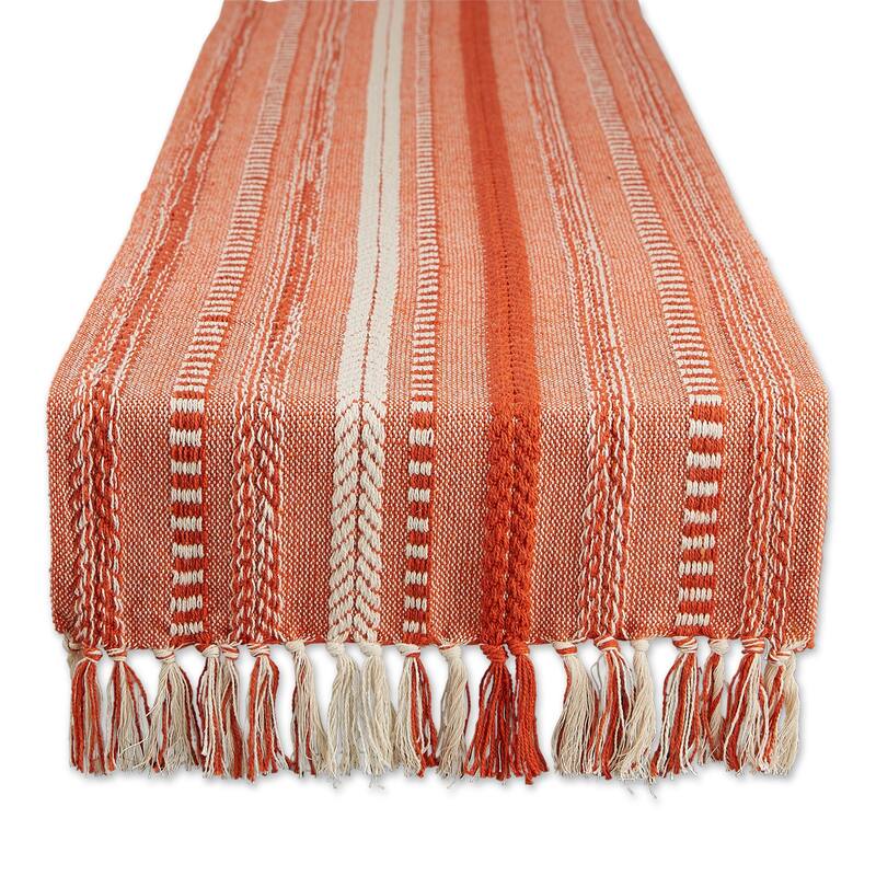 DII Black Braided Stripe Table Runner - 15x72" - Vintage Red