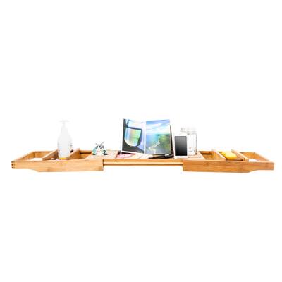 Portable Flexible Bathtub Rack Wood Color