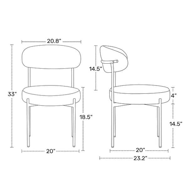 Bayville Mid-Century Curved Back Fabric Upholstered Metal Dining Chair (Set of 6)