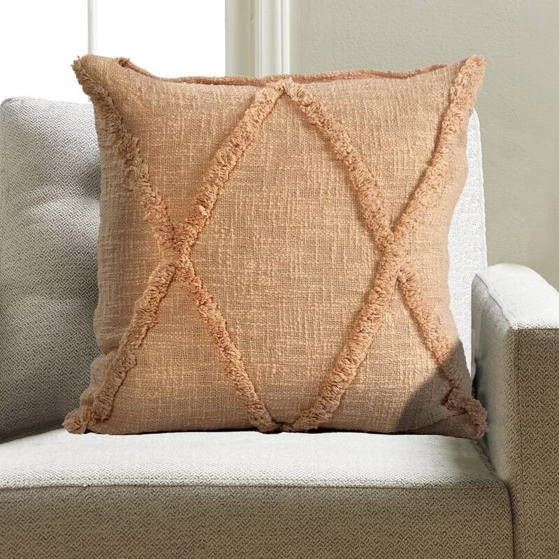 Sevita Solid Decorative Diamond Tufted Cotton Throw Pillow