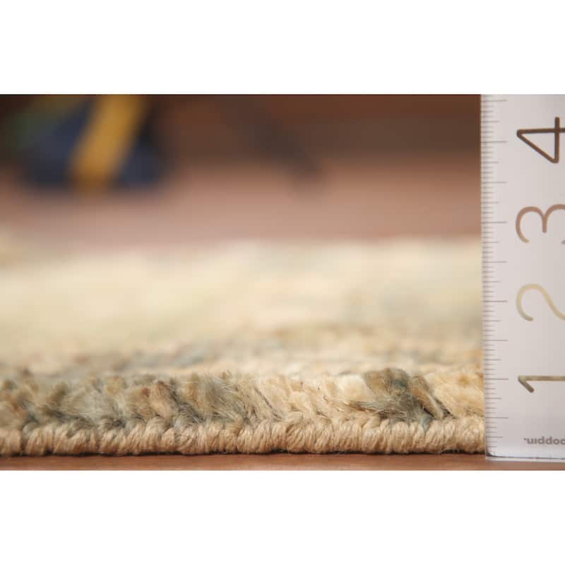 Hand Knotted Oriental Jute Carpet Modern Abstract Beige & Ivories Moroccan Area Rug - 3' 0'' X 2' 0''