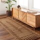 preview thumbnail 1 of 2, Amavida Handmade Jute & Leather Global Area Rug 2' 6" x 8' - Brown/Mustard