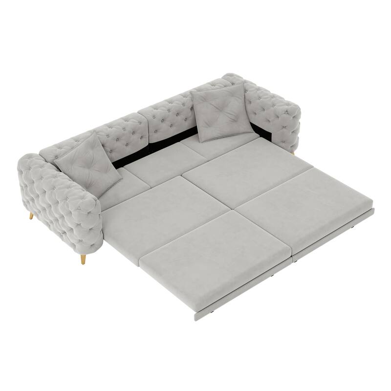 GDFStudio - Velvet 97.7" 3-in-1 Convertible Sleeper Sofa with Pull-Out Bed