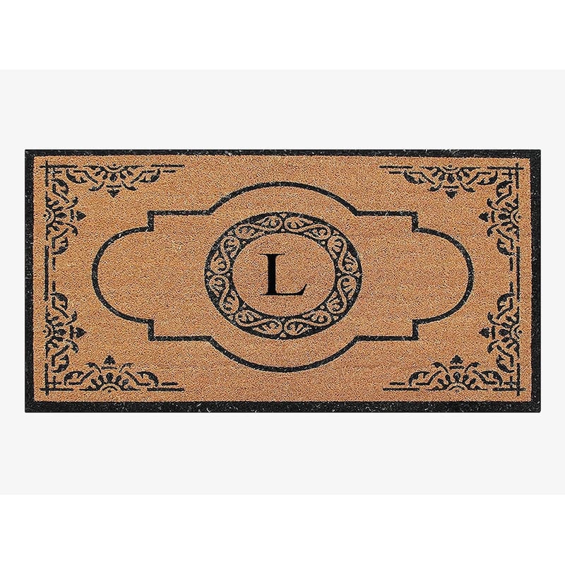 A1HC First Impression Coir and PVC backing Abrilina Hand Crafted Heavy Duty Outdoor Double Doormat 36"X72" - monogrammed l