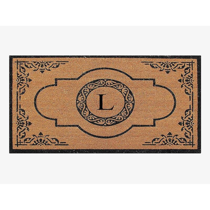 A1HC Natural Coir Hand-crafted Abrilina Monogrammed Double Doormat - 30" x 48" - L 