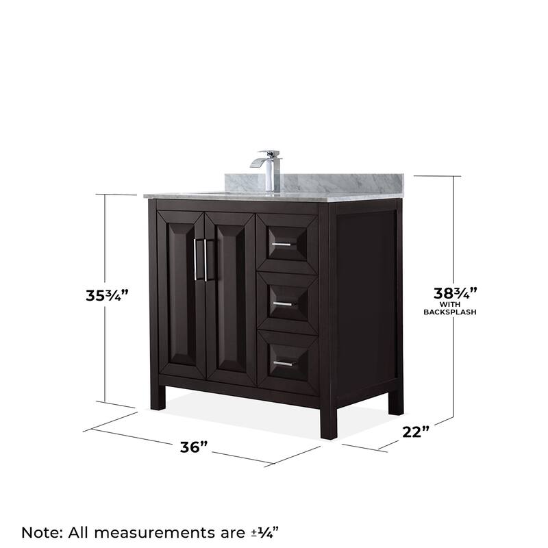 Wyndham Collection Daria 36" Free Standing Single Vanity Set with MDF