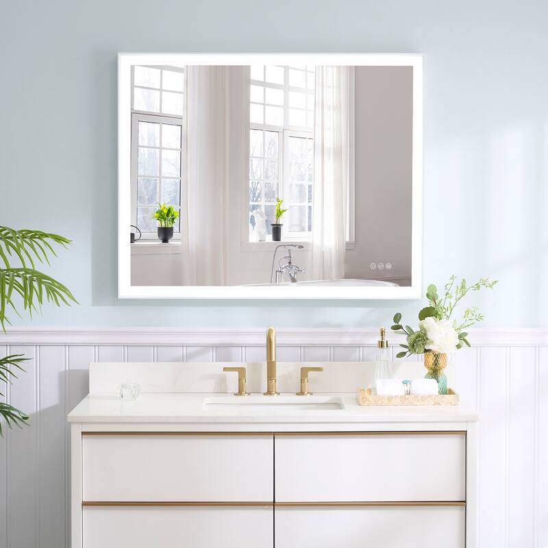 Wall Mounted Bathroom Heavy Duty Framed LED Mirror With bright light And And Memory Function