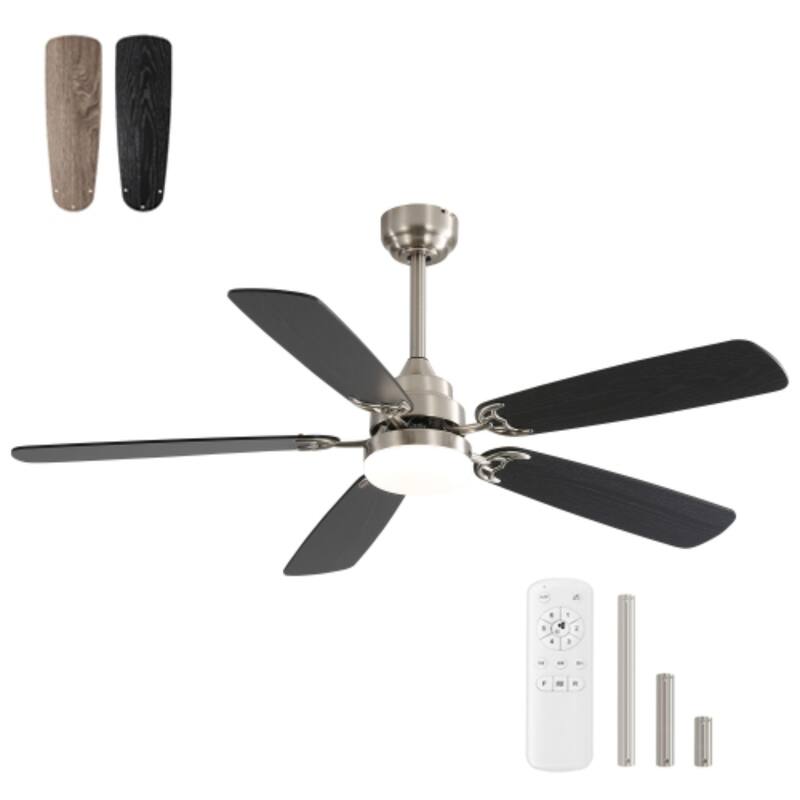 52-Inch Modern LED Ceiling Fan with Dual-Color Blades & Remote