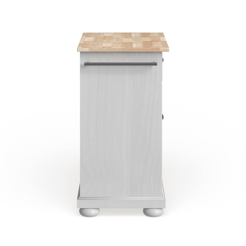 Crosley Alexandria Wood Top Portable Kitchen Island in White Finish - 18"d x 31"w x 33.5"h