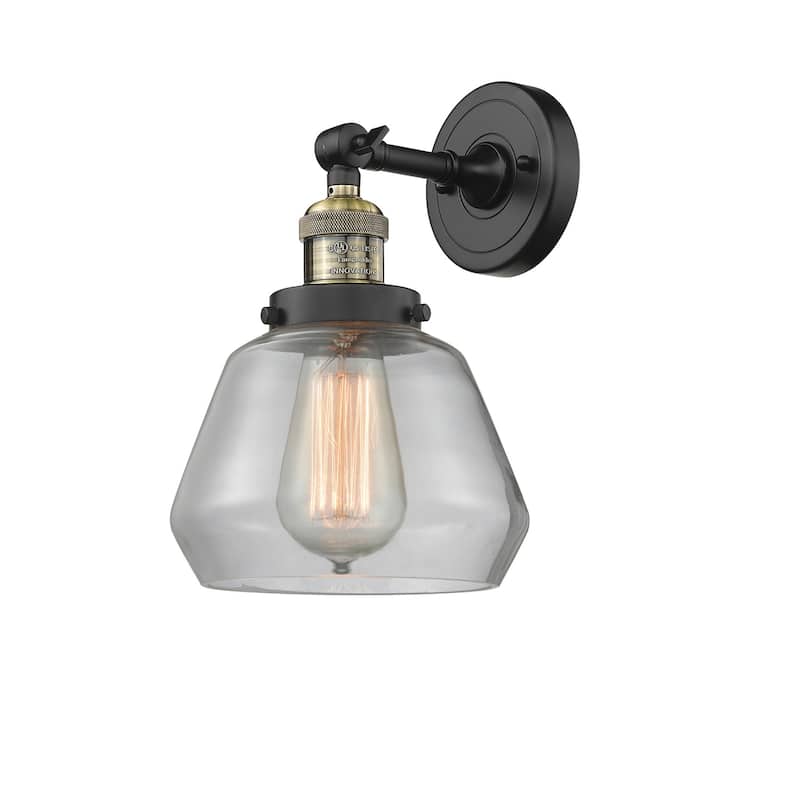 Innovations Lighting Fulton Single Light 11" Tall Bathroom Sconce with - Black Antique Brass / Clear