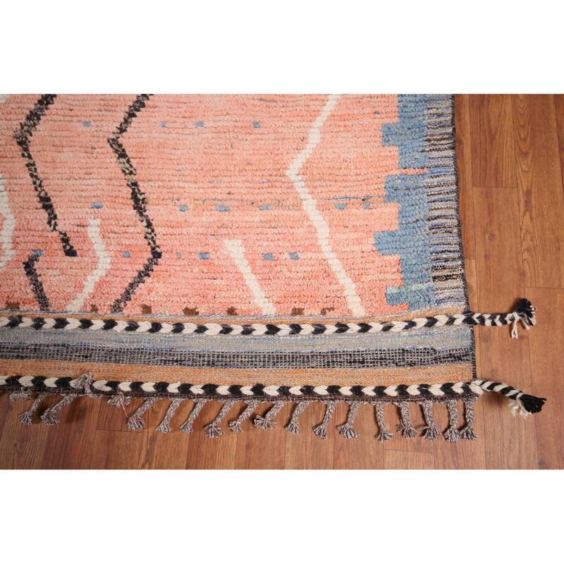 Earth Tone Moroccan Large Modern Area Rug Hand-Knotted Wool Carpet - 11'11" x 15'2"