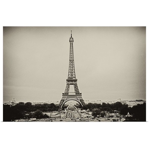 "Eiffel Tower in old style black and white image." Poster Print