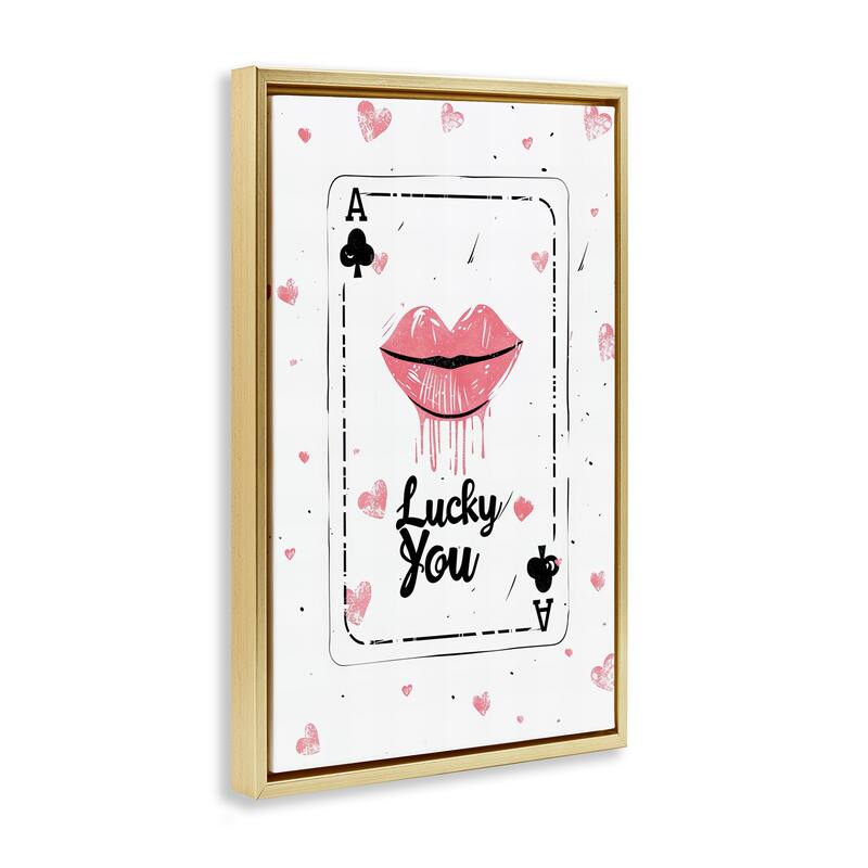 Stupell Lucky You Playing Card Framed Floater Canvas Wall Art Design By LSR Design Studio