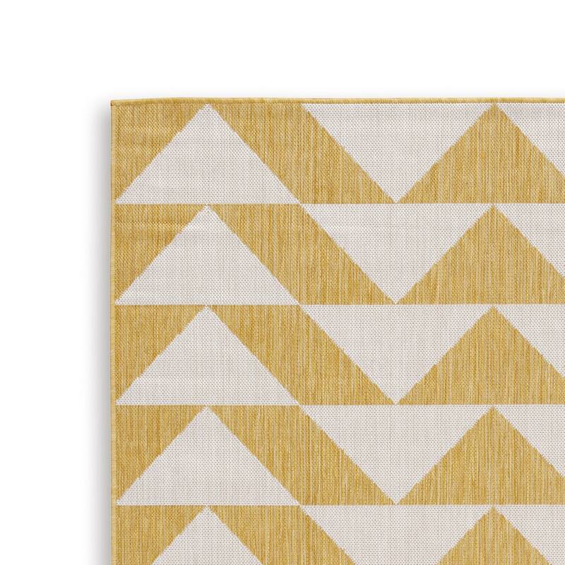 Hamley 8 x 10 Area Rug, Indoor Outdoor, Geometric Prints, Yellow, White - 8 x 10