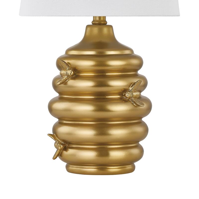 20"H Gold Resin Honeycomb Table Lamp With Shade - 11" x 11" x 20"
