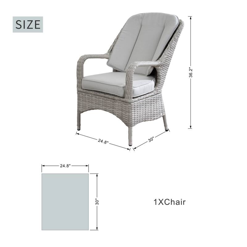 Modern 7-piece Outdoor Rectangular Wicker Aluminum Dining Set with 6 Chairs