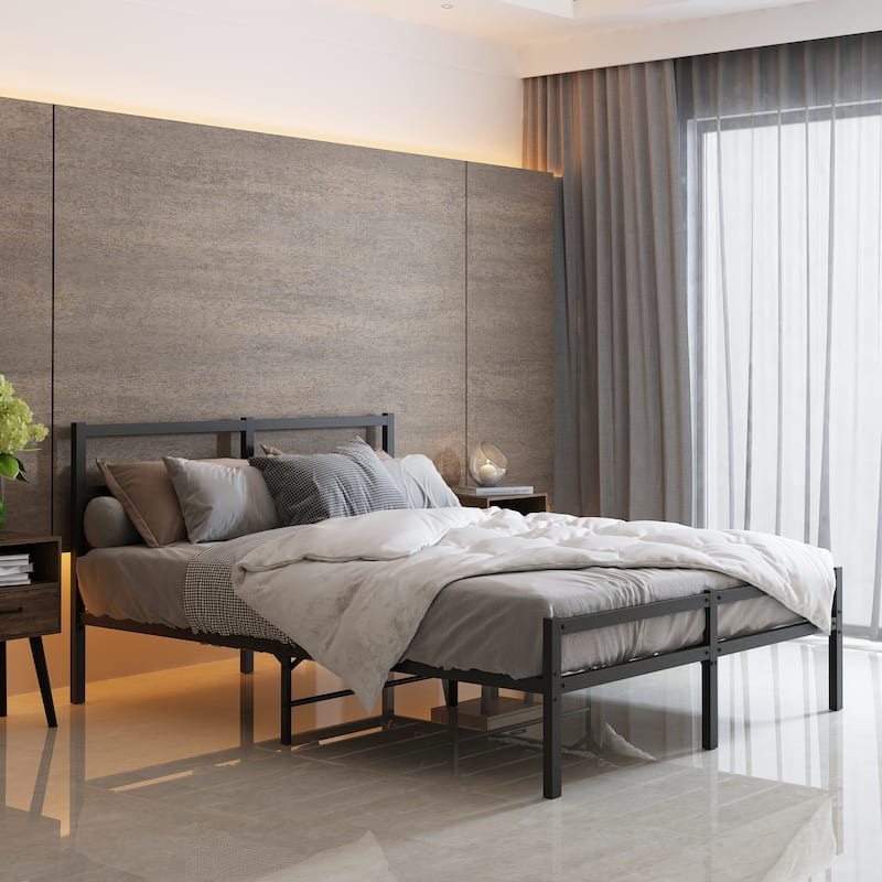 Metal Platform Bed frame with Headboard