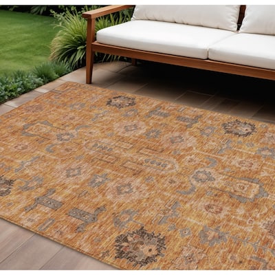 HomeRoots Oriental Traditional Rectangle Outdoor Rug