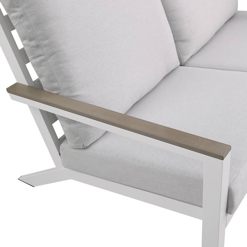 Vermont 4-Piece Aluminum Conversation Set with Slatted Faux Wood Top
