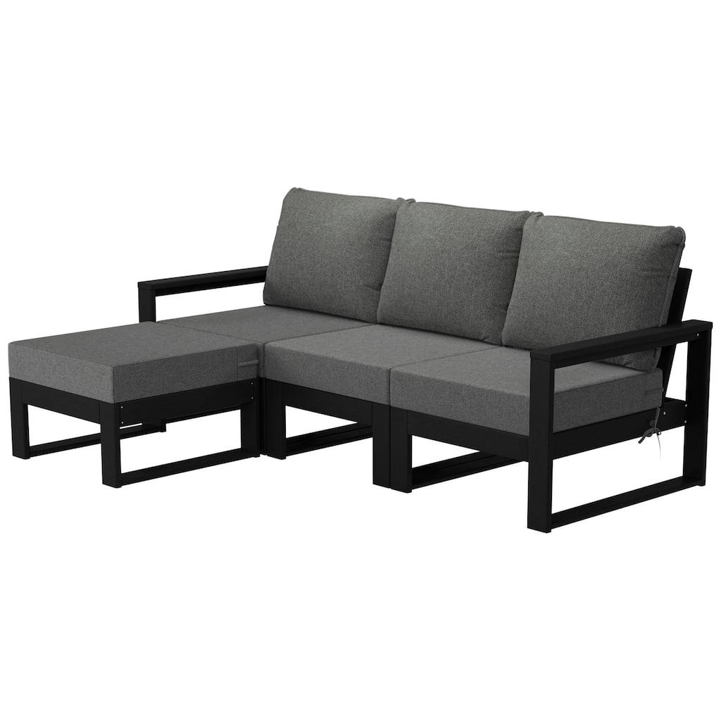 Endless Patio 4-Piece Deep Seating Set with Ottoman with Black Frame