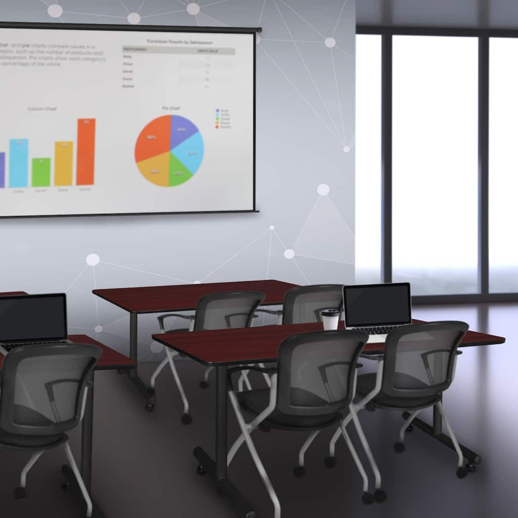 48" x 30" Training Table- Mahogany and 2 Nesting Chairs - 48 x 30 inches