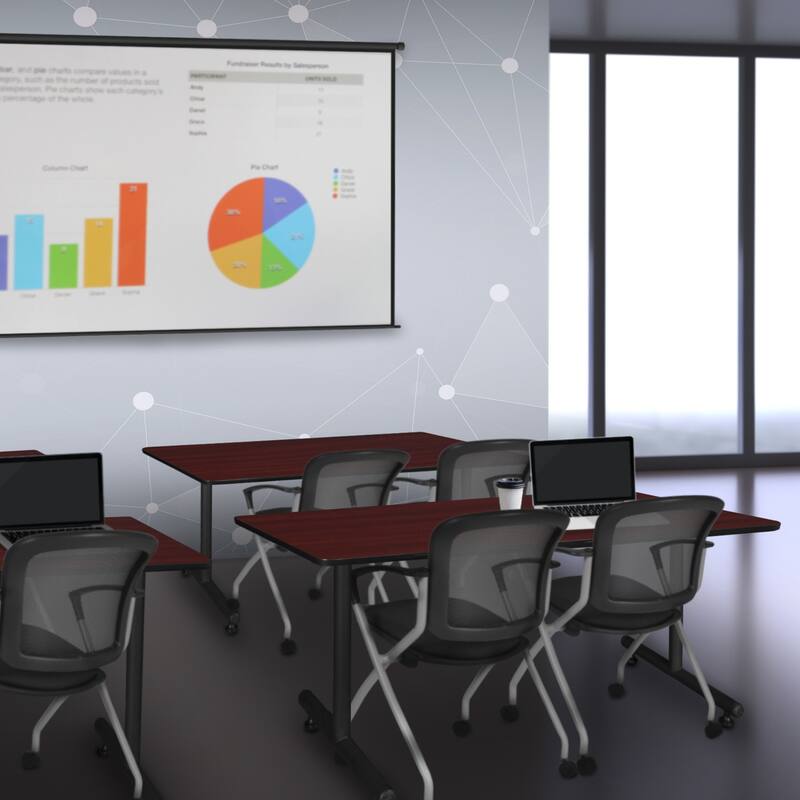 48" x 30" Training Table- Mahogany and 2 Nesting Chairs - 48 x 30 inches