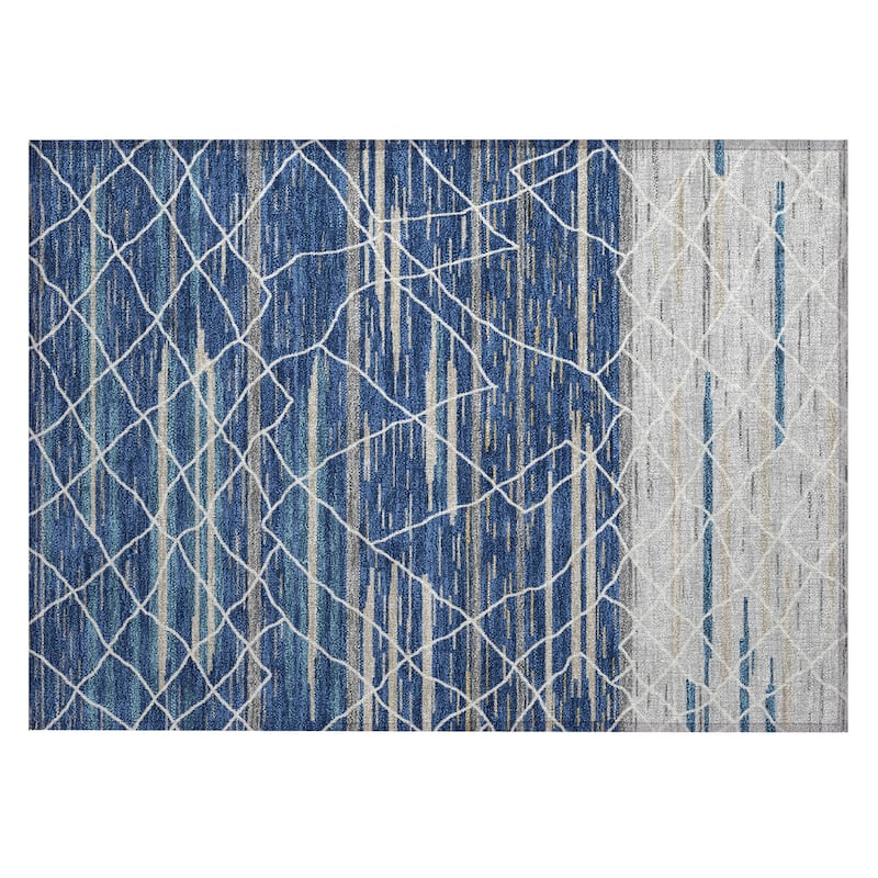 Machine Washable Indoor/ Outdoor Modern Global Chantille Rug
