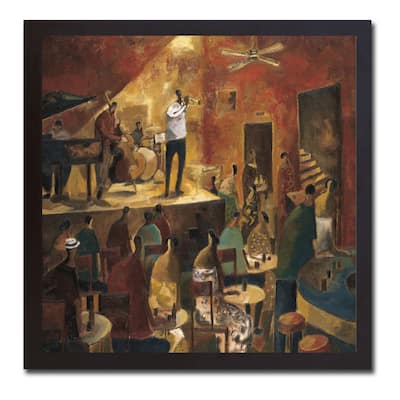Red Jazz by Didier Lourenco Black Floater-Framed Canvas Giclee Art (26 in x 26 in Framed Size)