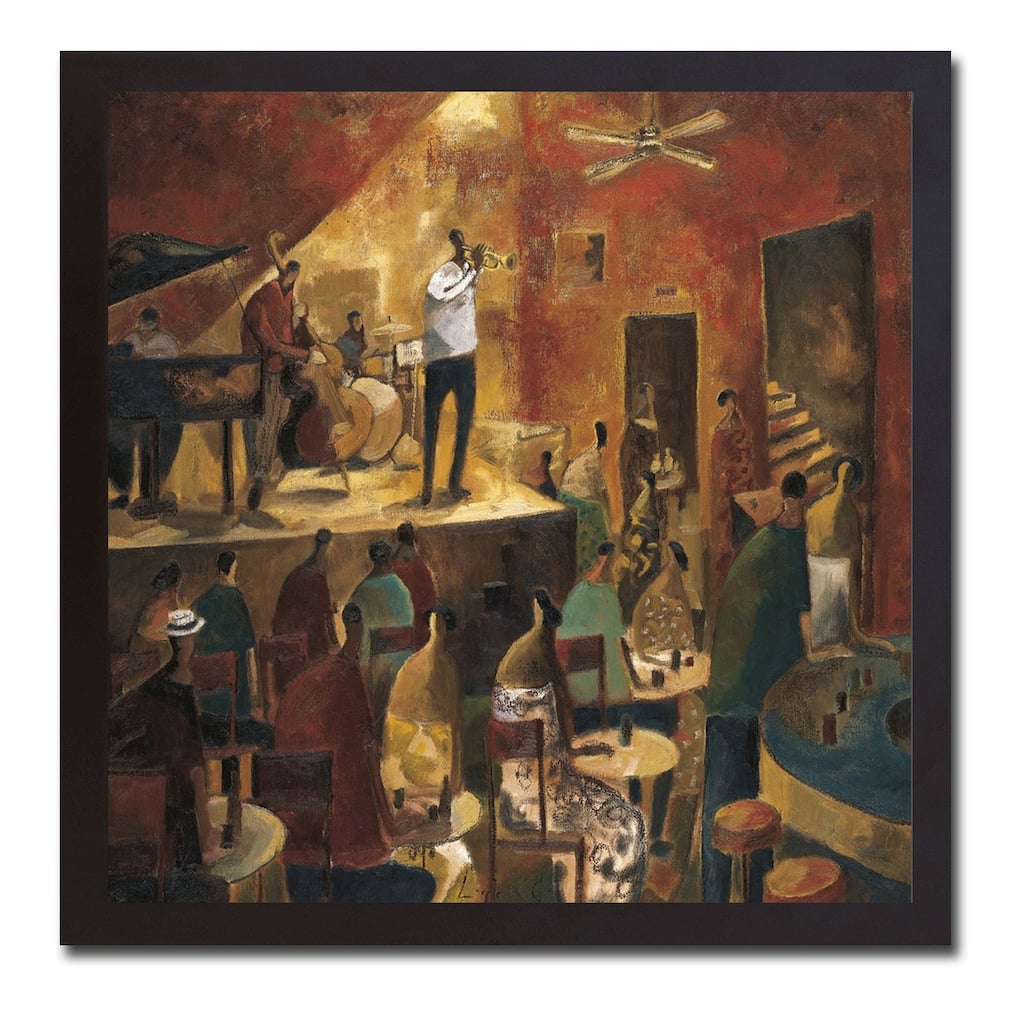 Red Jazz by Didier Lourenco Black Floater-Framed Canvas Giclee Art (26 in x 26 in Framed Size)