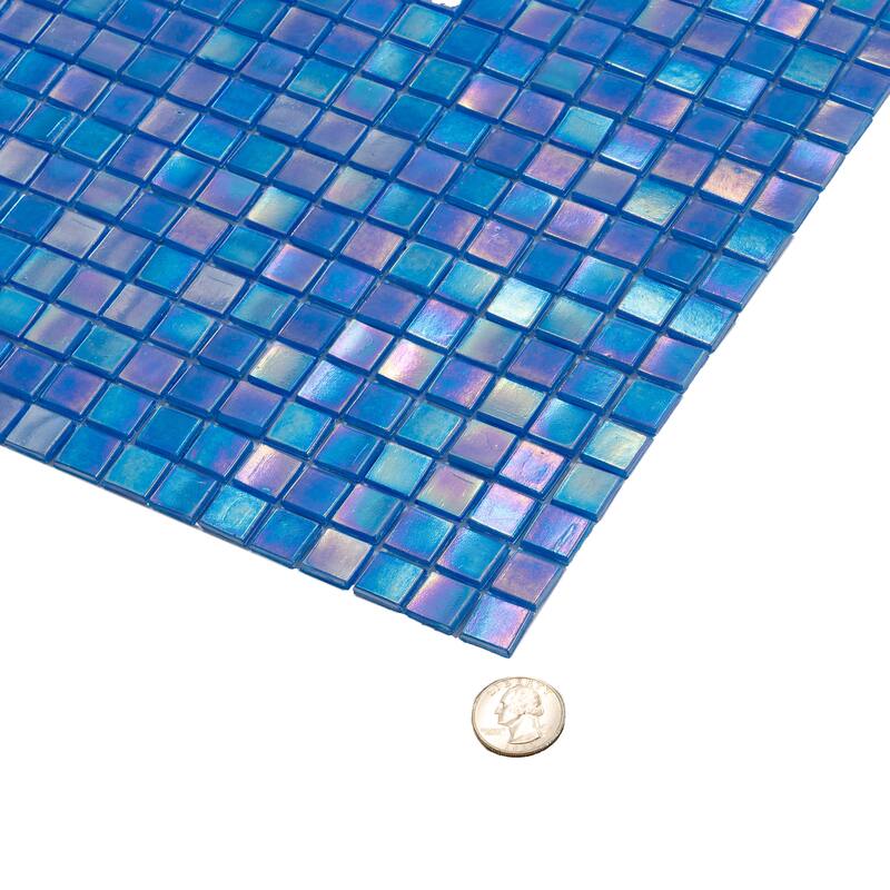 Apollo tile 12" x 12" Skosh Glossy Azure Blue Glass Tile (18.69 sq ft/case) - 20 Pack