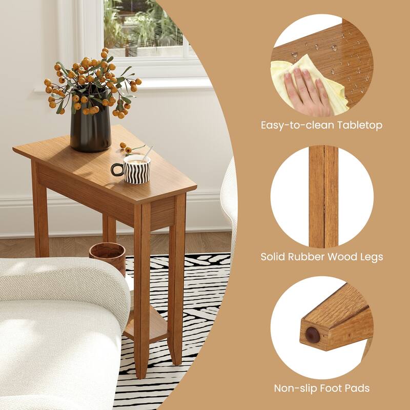 Gymax 2 PCS End Table Irregular Narrow Sofa Side Nightstand w/ Storage