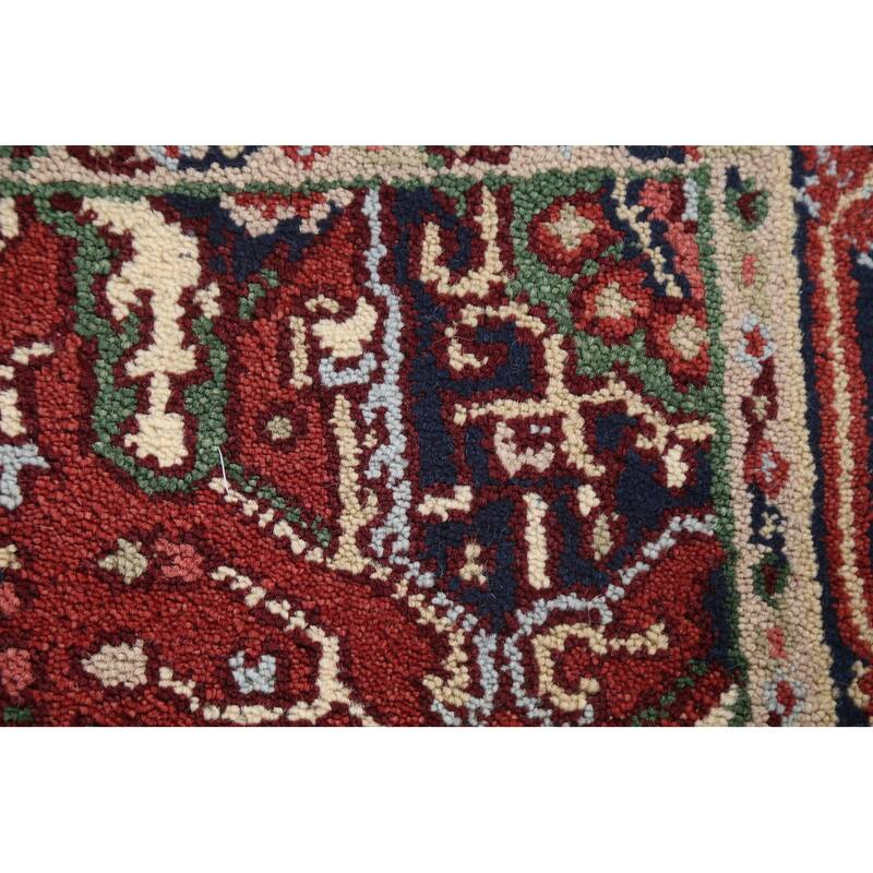 Geometric Traditional Heriz Serapi Oriental Wool Area Rug Hand-knotted - 4'0" x 5'11"