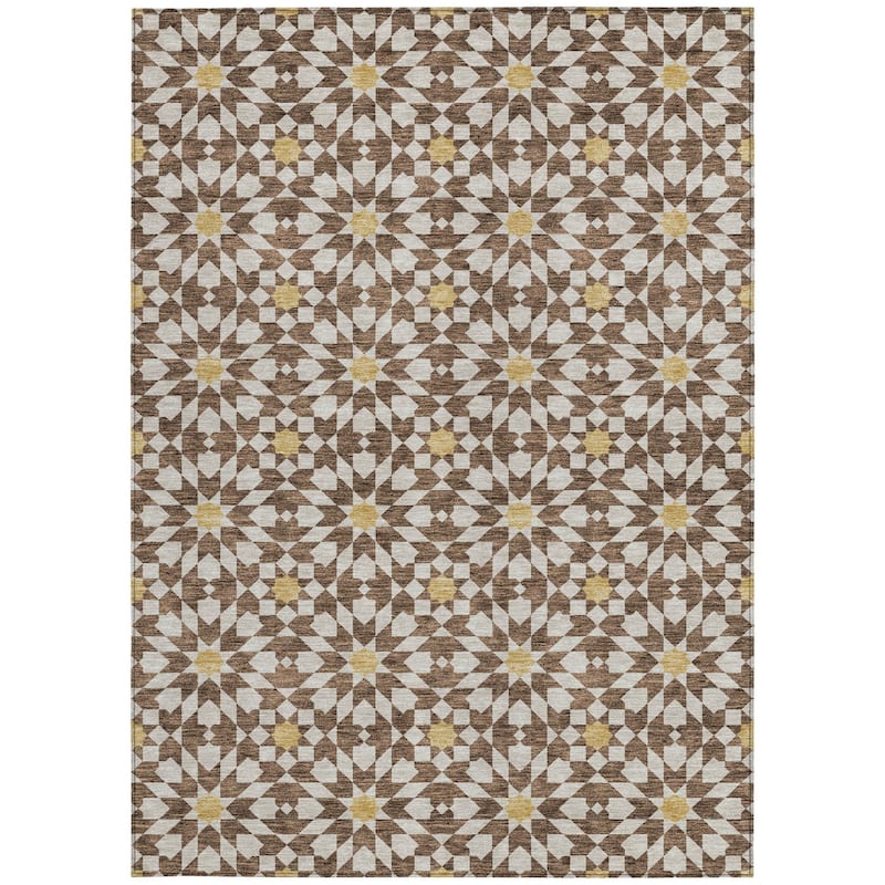 HomeRoots Floral Medallion Transitional Rectangle Outdoor Rug