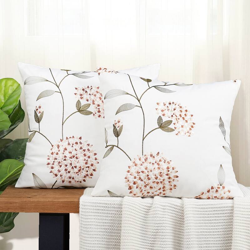 Canvas Pillow Shells with Sunflower Adornments (Set of 2), NO INSERT